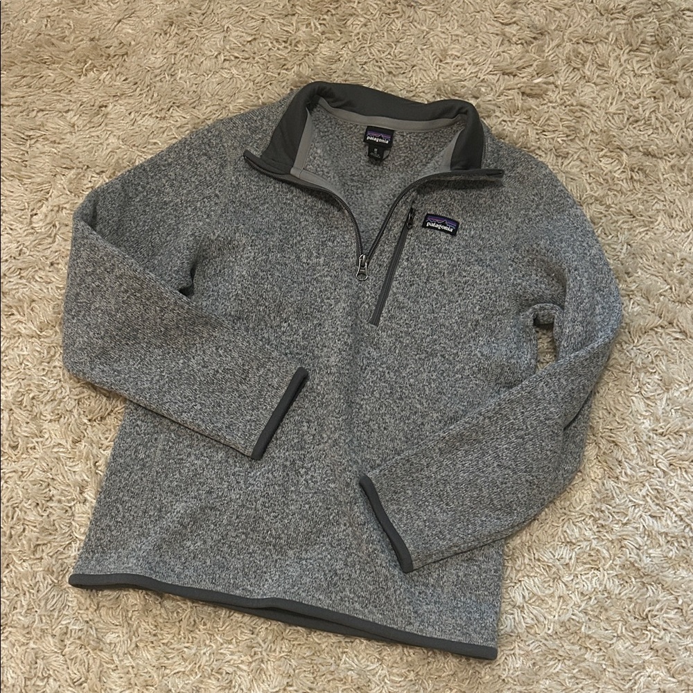 Patagonia Boys Heather Gray Zip-Up Sweater